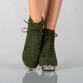 SAPHIRIS grüne Closetoes Stiefeletten