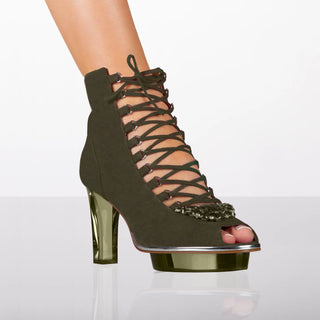 Cinderellas_Schuhe_grün_Peeptoes_Stiefeletten_Dirndlschuhe