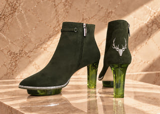SAPHIRIS grüne Stiefeletten, Dirndlschuhe