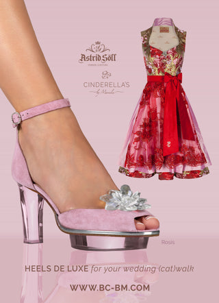 CINDERELLA'S Rosis als Peeptoes Riemchenpumps in rosa mit Dirndl von Astrid Söll 