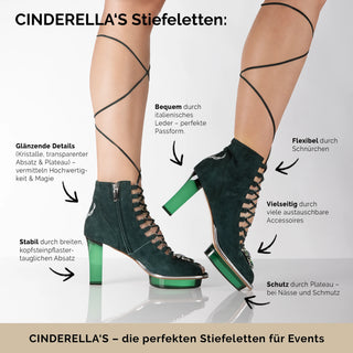 SAPHIRIS grüne Closetoes Stiefeletten
