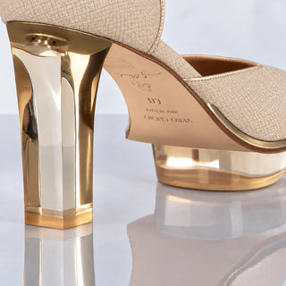 GOLDIS goldene Peeptoes Riemchenpumps