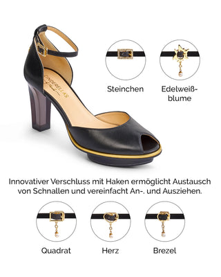 NOIRS schwarze Peeptoes Riemchenpumps
