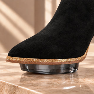 NOIRS schwarze Stiefeletten mit gold, Dirndlschuhe
