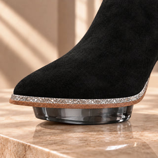 NOIRS schwarze Stiefeletten mit silber, Dirndlschuhe