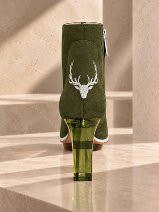 SAPHIRIS grüne Stiefeletten, Dirndlschuhe