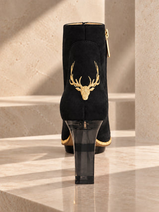 NOIRS schwarze Stiefeletten mit gold, Dirndlschuhe