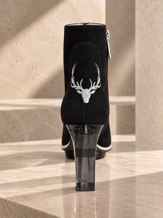 NOIRS schwarze Stiefeletten mit silber, Dirndlschuhe