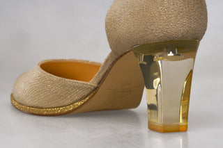 GOLDIS goldene Closetoes Riemchenpumps Spitz