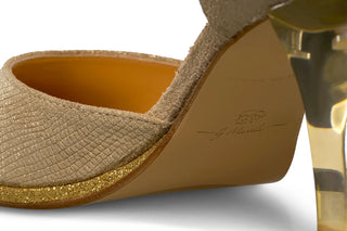 GOLDIS goldene Closetoes Riemchenpumps Spitz
