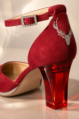 RUBIS Closetoes Riemchenpumps Dirndlschuhe rot Spitz