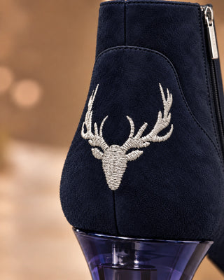 MARINAS Peeptoes Stiefeletten Dirndlschuhe dunkelblau