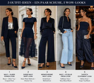 Blaue Pumps für Damen aus Wild-Leder mit Riemchen und transparentem Absatz zum Dirndl oder Abendkleid