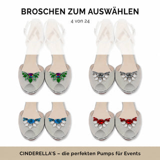 Riemchenpumps mit Broschen