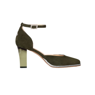 Pumps in grün für Damen aus Leder mit transparentem Absatz und Plateau zum Dirndl in München