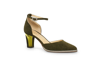 Pumps in grün für Damen aus Leder mit transparentem Absatz und Plateau zum Dirndl in München