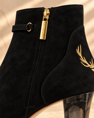NOIRS schwarze Stiefeletten mit gold, Dirndlschuhe