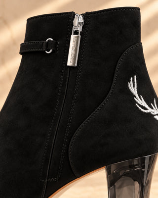 NOIRS schwarze Stiefeletten mit silber, Dirndlschuhe