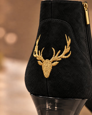 NOIRS schwarze Stiefeletten mit gold, Dirndlschuhe